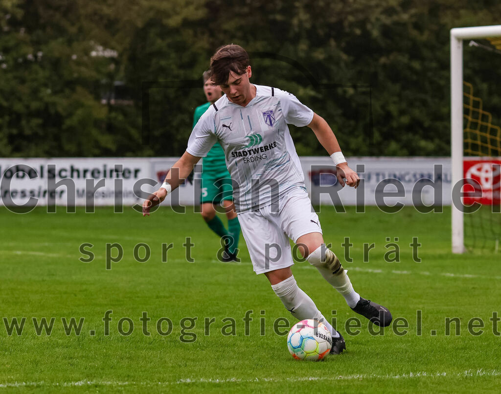 2023-08-09_049_FC_Moosinning_II_gegen_SpVgg_Altenerding | Moosinning, Deutschland, 09.08.2023:
Fußball, Kreisliga 2023 / 2024, 3. Spieltag, FC Moosinning II gegen SpVgg Altenerding, Endergebnis: 1:1

Julius Krop (SpVgg Altenerding, #13)

Foto: Christian Riedel / fotografie-riedel.net