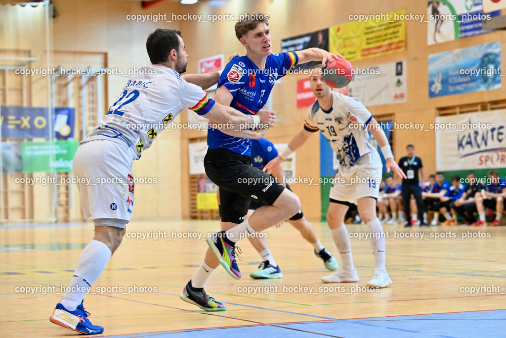 SC Ferlach vs. ALPLA HC Hard | #22 BABIC Dejan SC Hard, #17 Kelih Markus SC Ferlach, SC Ferlach vs. ALPLA HC Hard, SC Ferlach vs. ALPLA HC Hard am 05.04.2025 in Ferlach (Ballspielhalle Ferlach), Austria, (Photo by Bernd Stefan)