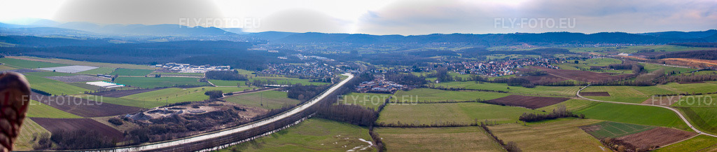 Vue aérienne: Panorama à Dettwiller dans le département Bas Rhin, France – .Photo: IMG_38564-Bearbeitet.jpg prise le 20/03/2011 par Werner Riehm/FLY-FOTO.eu – Résolution de l'original: 12558 x 2656 px