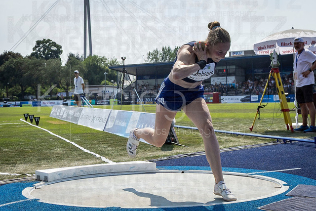 Multisport Event; Ratingen, 27.06.2026 | RATINGEN, GERMANY - JUNE 27, 2026 : Léonie Cambours (FRA / France) competing in the shot put during the Multisport Event at Stadion Ratingen on June 27, 2026 in Ratingen, Germany.
