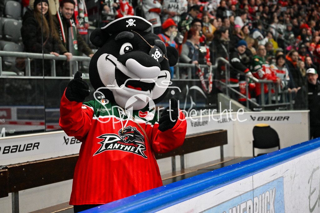 Augsburger Panther - Düsseldorfer EG | Panther Maskotchen DATSCHI im Bild / Einzelfoto / Freisteller / DEL: Augsburger Panther - Duesseldorfer EG, Curt Frenzel Stadion am 04.03.2025