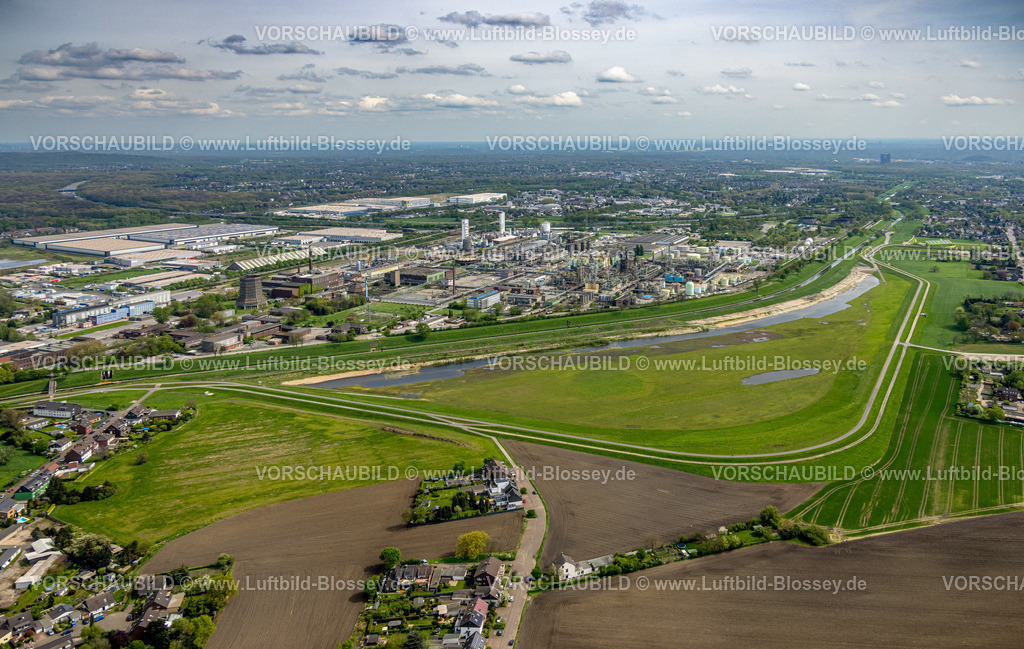 Oberhausen240402033 | Luftbild, OQ Chemicals Werk Ruhrchemie, Überflutungsfläche, Holten, Oberhausen, Ruhrgebiet, Nordrhein-Westfalen, Deutschland