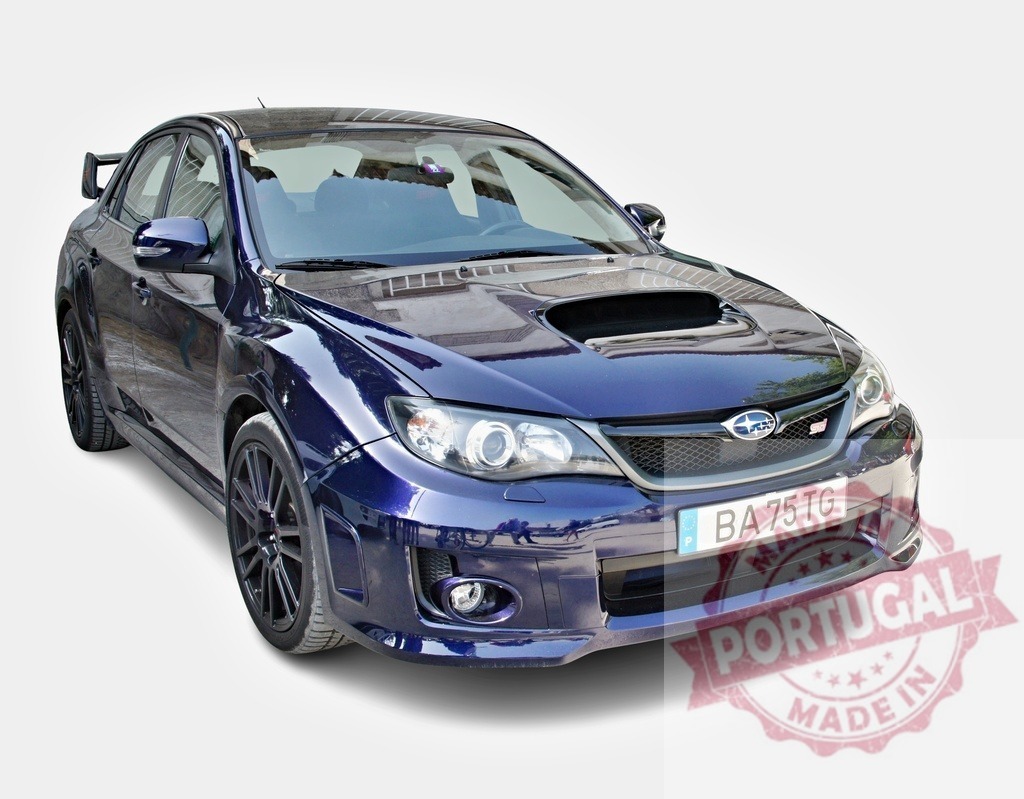 Subaru Impreza WRX STI sports car on white background | Blue Subaru Impreza WRX STI sedan presenting power and performance - Realisiert mit Pictrs.com