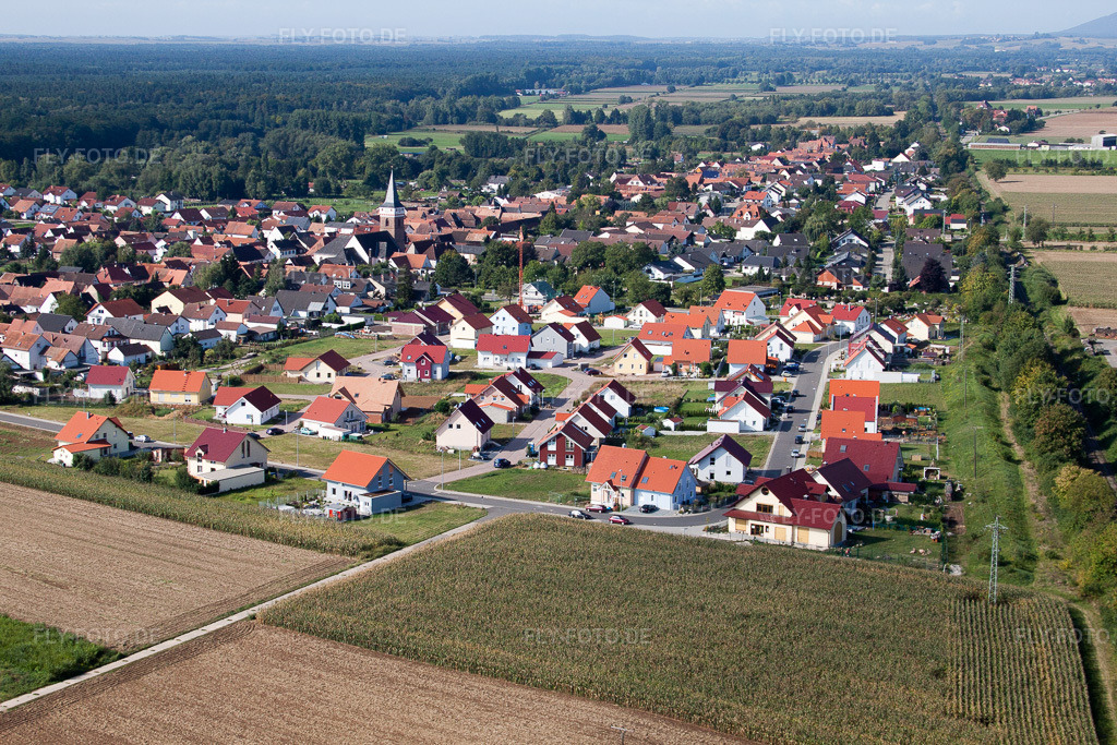 Luftbild: Neubaugebiet Im Unterfeld im Ortsteil Schaidt in Wörth im Bundesland Rheinland-Pfalz in Deutschland. Foto: IMG_20967.jpg vom 06.09.2009 durch Werner Riehm/FLY-FOTO.de