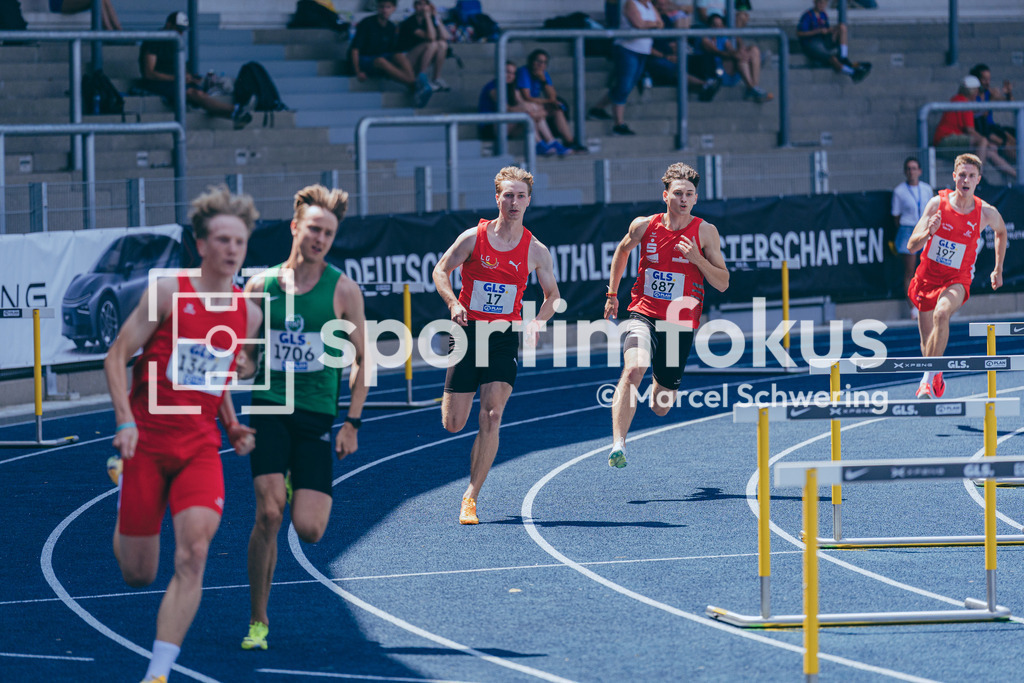 Deutsche Meisterschaften U20 / U16 2026 | Lukas Anstötz, LG Region Karlsruhe, 17, Finn Stenzel, Schweriner SC, 687, 400 Meter Hürden, Deutsche Meisterschaften der U20 &amp; U16 2026, Lohrheidestadion Bochum-Wattenscheid, 11.07.2026. Foto: Marcel Schwering / sportimfokus - Realisiert mit Pictrs.com