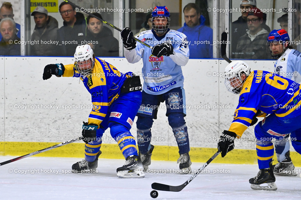 EHC Althofen vs. ESC Steindorf 6.3.2024 | #92 Jagarinec Jakob Lukas EHC Althofen, #69 Kreuzer Philipp ESC Steindorf, #63 Hammerle Simon EHC Althofen, #11 Czechner Sandro ESC Steindorf, EHC Althofen vs. ESC Steindorf 6.3.2024, EHC Althofen vs. ESC Steindorf am 06.03.2024 in Althofen (Stadthalle Althofen ), Austria, (Photo by Bernd Stefan)
