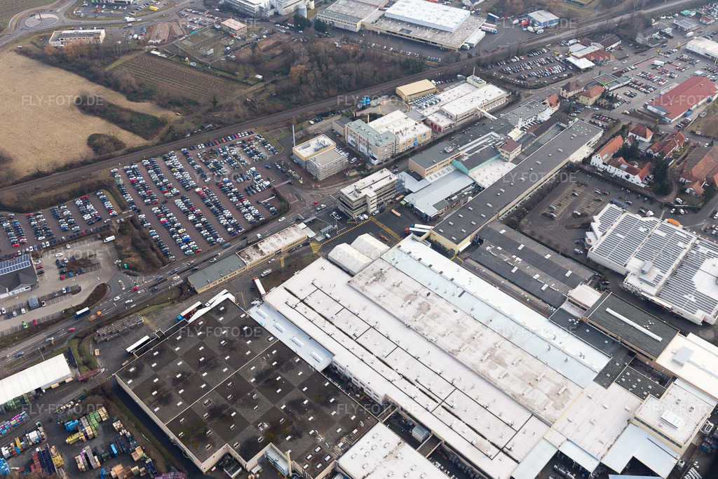 Luftbild: Werksgelände Tenneco Automotive Deutschland GmbH in Edenkoben im Bundesland Rheinland-Pfalz in Deutschland. Foto: IMG_096524.jpg vom 02.02.2017 durch Werner Riehm/FLY-FOTO.de