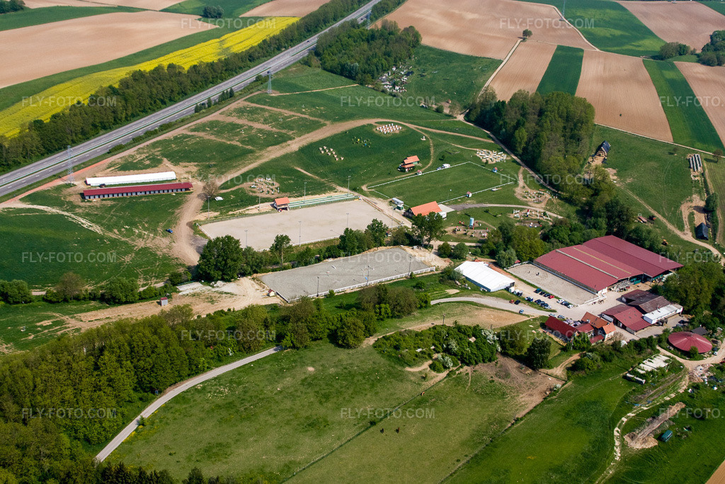 Aerial view: Haras de la Née in Neewiller-près-Lauterbourg in the state Bas-Rhin, France.Photo: IMG_18141.jpg taken on 05/03/2009 by Werner Riehm/FLY-FOTO.comResolution of the original: 4272 x 2848 px