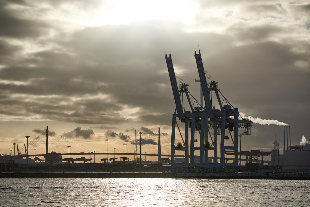 10231103 - Hafenlicht | Blick auf das Containerterminal Tollerort und die Köhlbrandbrücke.