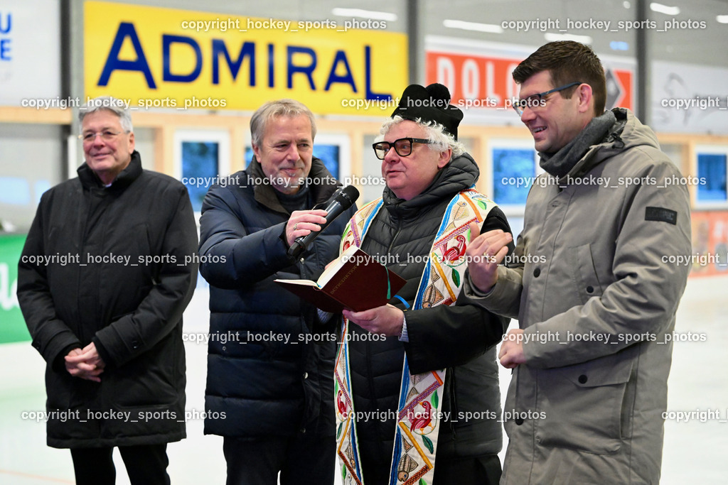 Eishallen Eröffnung Eberstein | Landeshauptmann Kärnten Peter Kaiser, Sport Presse Klub Kärnten Marijan VELIK, Landeshauptmann Stellvertreter Martin Gruber, Eishallen Eröffnung Eberstein, Eishallen Eröffnung Eberstein am 07.12.2024 in Eberstein (Halle Eberstein), Austria, (Photo by Bernd Stefan)