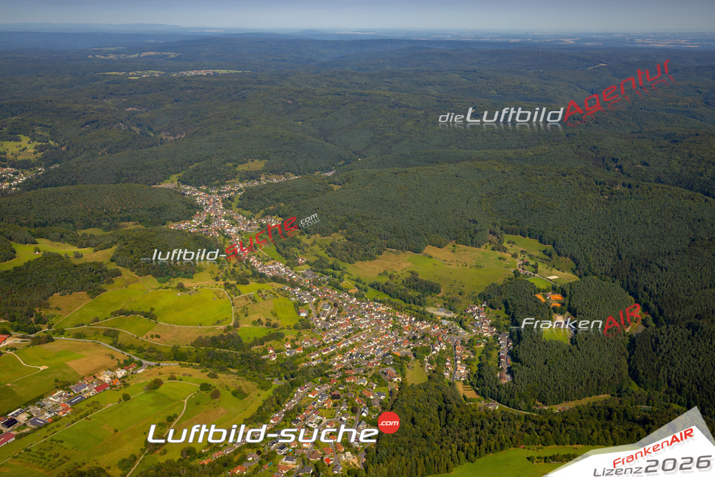 Das Luftbild zeigt :  Heimbuchenthal - Die Luftaufnahme wurde 2024 vom UL-Flugzeug aus erstellt ( keine Drohne ) - Hochauflösende Luftaufnahme - Für grossformatige Ausdrucke geeignet. Die Geschenkidee !Mit Lizenz und Bildrechte bestellbar