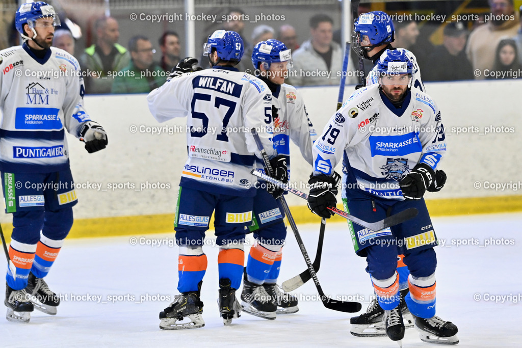 1. EHC Althofen vs. ESC Sparkasse Steindorf  | Jubel ESC Steindorf, #43 Oraze Martin ESC Steindorf, #57 Wilfan Franz ESC Steindorf, #79 Petrik Benjamin ESC Steindorf, #92 Ratz Patrick ESC Steindorf, 1. EHC Althofen vs. ESC Sparkasse Steindorf , 1. EHC Althofen vs. ESC Sparkasse Steindorf  am 08.03.2026 in Althofen (Stadthalle Althofen), Austria, (Photo by Bernd Stefan)
