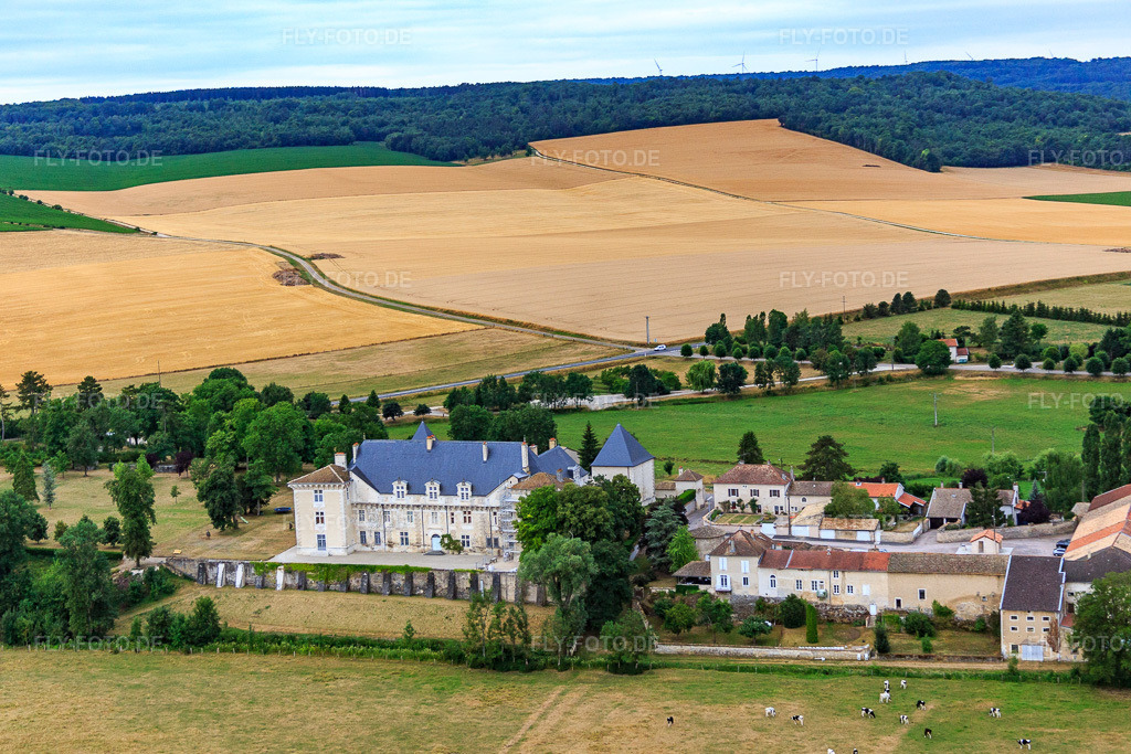 Luftbild: Château de Montbras in Montbras im Bundesland Meuse in Frankreich. – Foto: IMG_083570.jpg vom 13.07.2015 durch Werner Riehm/FLY-FOTO.de – Auflösung des Originals: 5130 x 3420 px – Le Chateau de Montbras vous accueille dans la Meuse