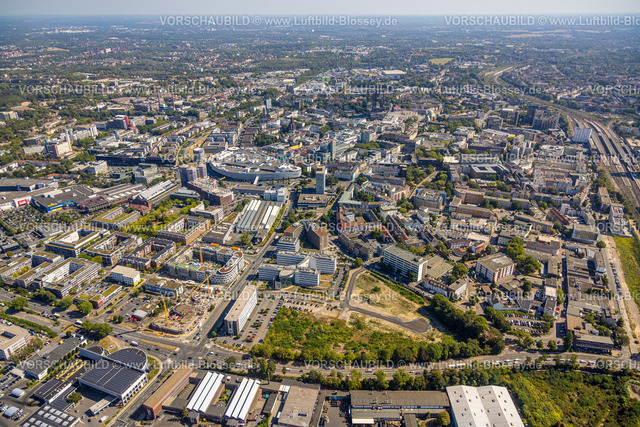 Essen220807369 | Luftbild, Baustelle Projekt Neue Weststadt mit Neubau Bürohaus an der Frohnhauser Straße Ecke Kurt-Jooss-Straße, Limbecker Platz, Westviertel, Essen, Ruhrgebiet, Nordrhein-Westfalen, Deutschland