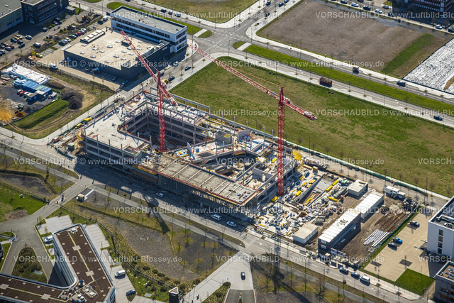 Dortmund220400306 | Luftbild, Gewerbegebiet Phoenix West mit Baustelle und Neubau an der Robert-Schuman-Straße, Hörde, Dortmund, Ruhrgebiet, Nordrhein-Westfalen, Deutschland