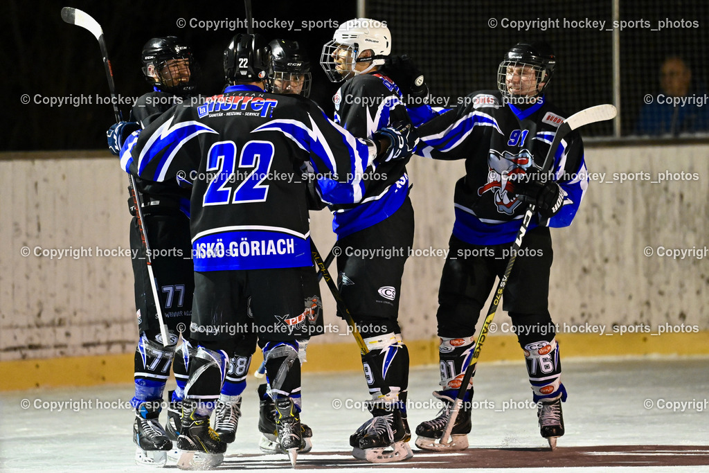 EC Kellerberg vs. ASKÖ Görlach 27.1.2024 | Jubel ASKÖ Görlach Mannschaft, #22 Marko Christoph, #77 Gaggl Andreas, #91 Satz Sebastian