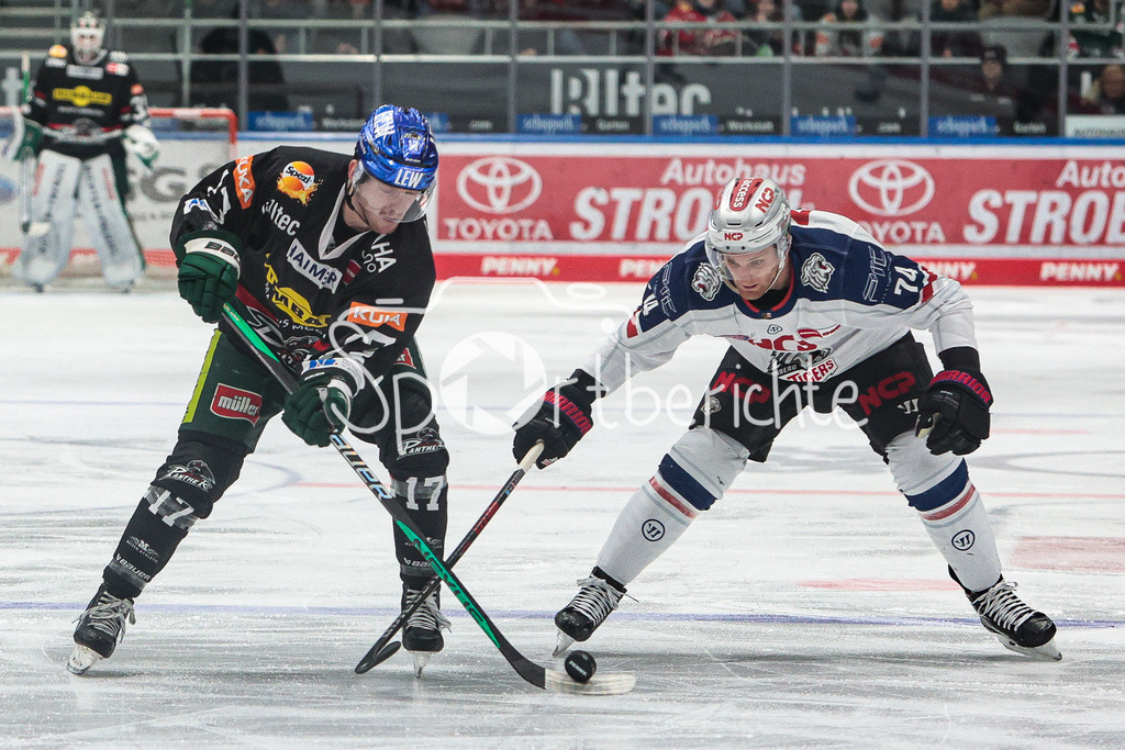 Augsburger Panther - Nürnberg ICE Tigers | Ryan KUFFNER (AEV #17) im Duell mit Dane FOX (NIT #74)