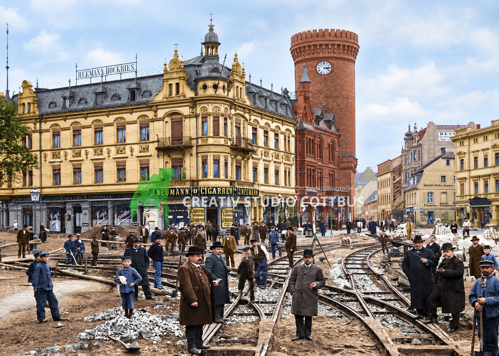 Spremberger Straße Bauarbeiten an der Straßenbahn 1902 | KI-nachbearbeitet - Realisiert mit Pictrs.com