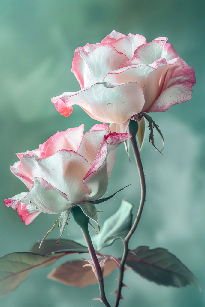 2406041 - Pastellrosen | Zwei Rosenblüten in zwarten Pastelltönen.