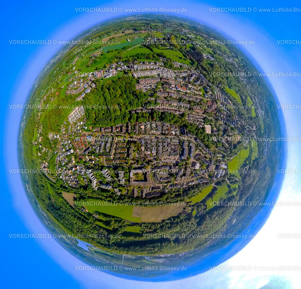 Herdecke240590178Westende | Luftbild, Wohngebiet Schraberg, Ortsansicht Ortsteil Westende, Wiesen und Felder, gewerbegebiet, Loerfeld, Erdkugel, Fisheye Aufnahme, Fischaugen Aufnahme, 360 Grad Aufnahme, tiny world, little planet, fisheye Bild, Ostende, Herdecke, Ruhrgebiet, Nordrhein-Westfalen, Deutschland