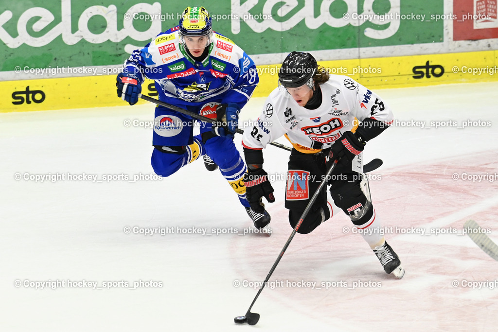 EC IDM Wärmepumpen VSV vs. Pioneers Vorarlberg | #25 Julian Metzler Pioneers Vorarlberg, #78 Felix Maxa EC VSV, EC IDM Wärmepumpen VSV vs. Pioneers Vorarlberg, EC IDM WÄRMEPUMPEN VSV vs. Pioneers Vorarlberg am 03.10.2025 in Villach (Stadthalle Villach), Austria, (Photo by Bernd Stefan)