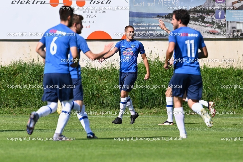 SV Afritz vs. ASKÖ Bodensdorf 20.8.2023 | Jubel Torschütze #10 Basta DAVID, JUBEL ASKÖ Bodensdorf Mannschaft