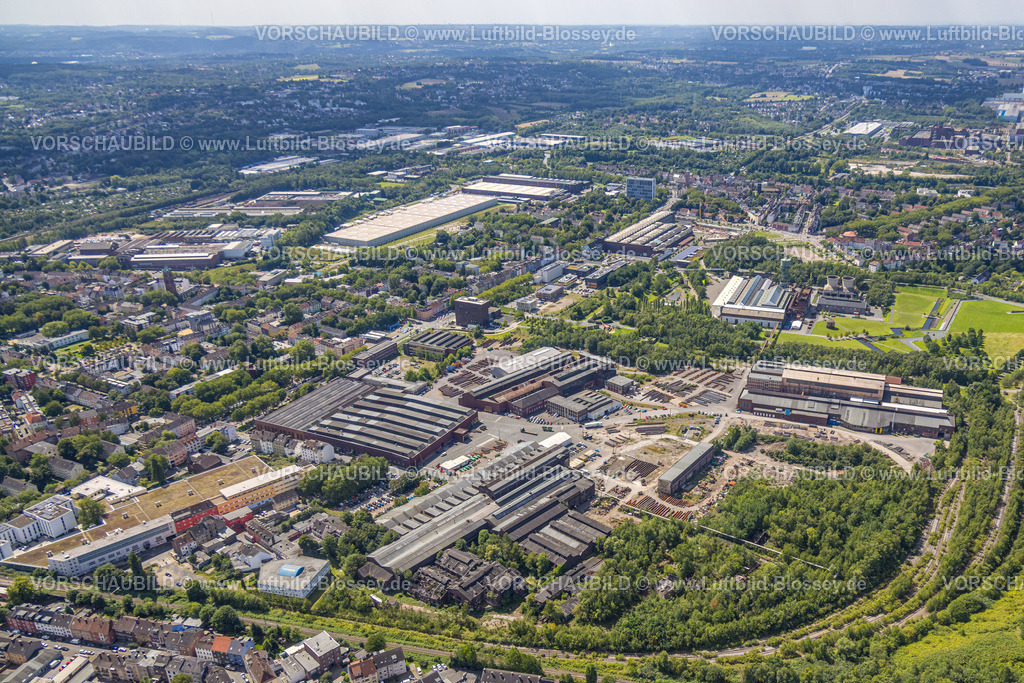 Bochum230802372 | Luftbild, Westpark mit Jahrhunderthalle, Kruppwerke, Bochum, Ruhrgebiet, Nordrhein-Westfalen, Deutschland