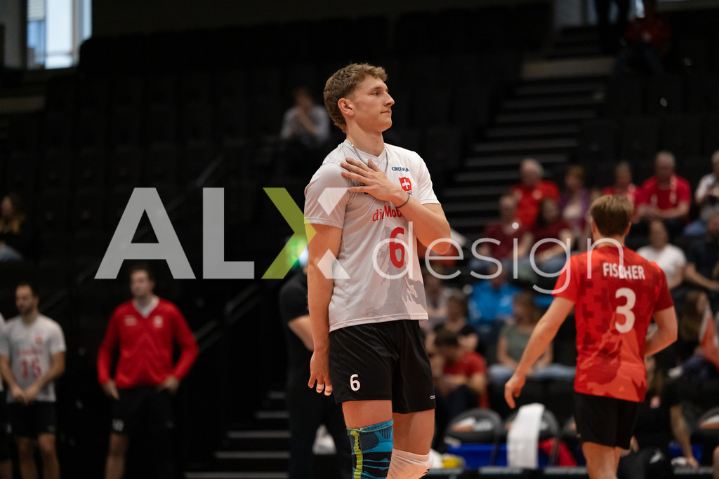 Luxembourg v Switzerland - CEV European League Men | KRIENS, SWITZERLAND - JUNE 12: ETIENNE SCHALCH of Switzerland during the CEV European League match between Luxembourg and Switzerland at Pilatus Arena on June 12, 2026 in Kriens, Switzerland. - Realisiert mit Pictrs.com