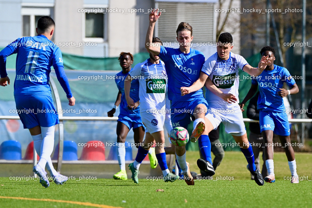 SAK vs. Dellach Gail | #11 Enes Brdjanovic SAK, #5 Jakob Geister SAK, #11 Saso Kovacevic Dellach Gail, SAK vs. Dellach Gail, SAK vs. Dellach Gail am 22.03.2025 in Klagenfurt (Sportpark Welzenegg), Austria, (Photo by Bernd Stefan)