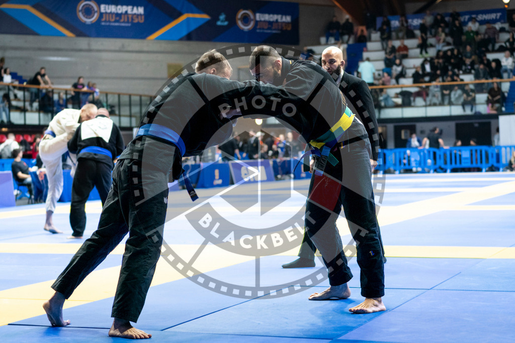 20240121PBB7027 | Fighters compete during the second day of the IBJJF European Championship in Paris, France, on January 21, 2024.