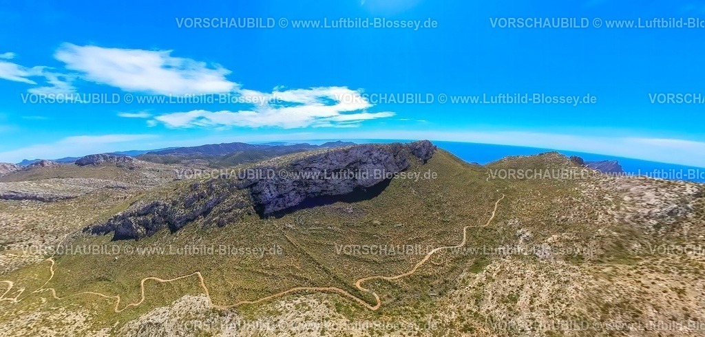 Mallorca230400048Insta001SantElm | Luftbild, Schwarzes Gestein im Gebirge, Puit de Paret des Moro, Wanderweg, Andratx, Balearen, Mallorca, Balearische Inseln, Spanien