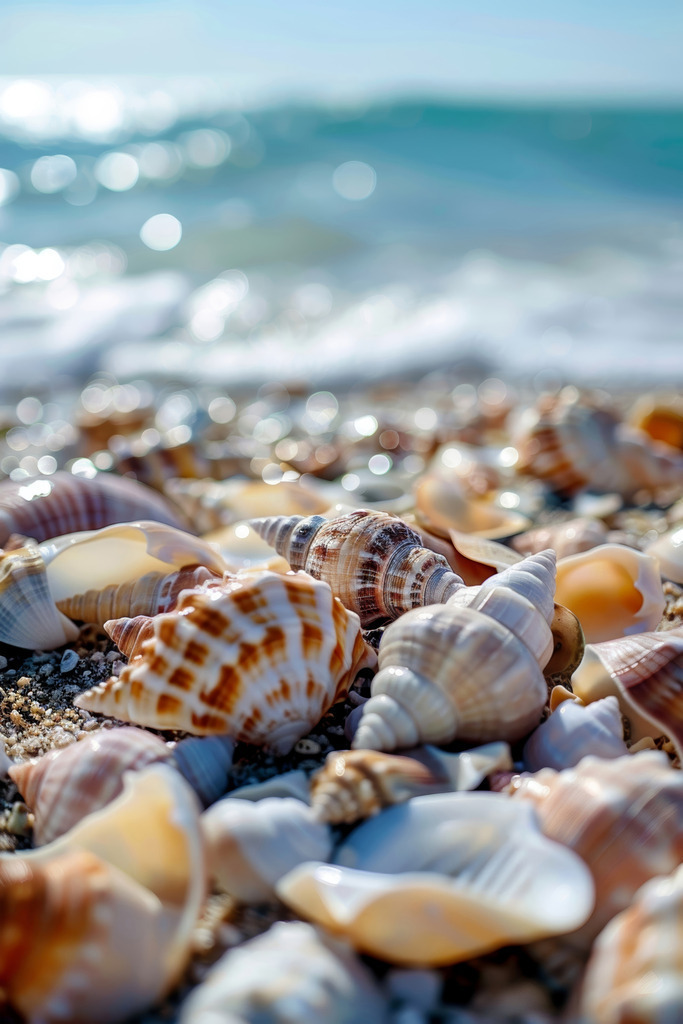 2602020 - Muscheln am Strand | Muscheln am Strand im Stil einer Makroaufnahme.