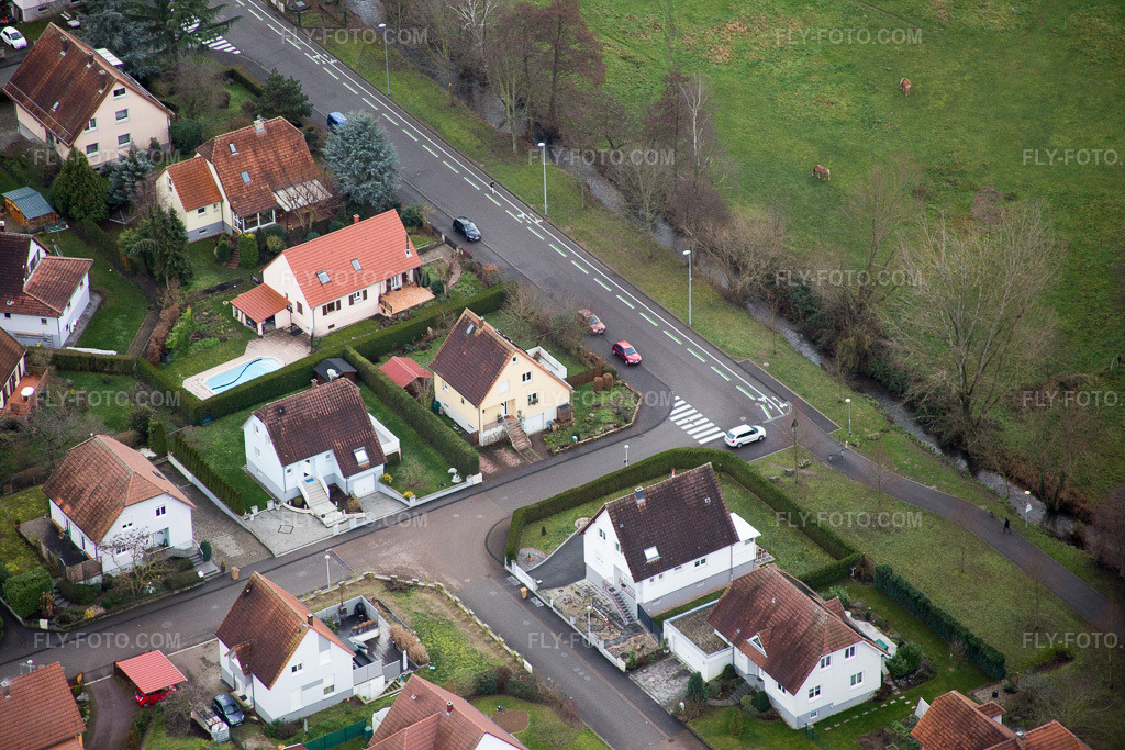 Aerial view: View of the town in the district Altenstadt in Wissembourg in the state Bas-Rhin, France.Photo: IMG_085837.jpg taken on 01/08/2016 by Werner Riehm/FLY-FOTO.comResolution of the original: 5472 x 3648 px