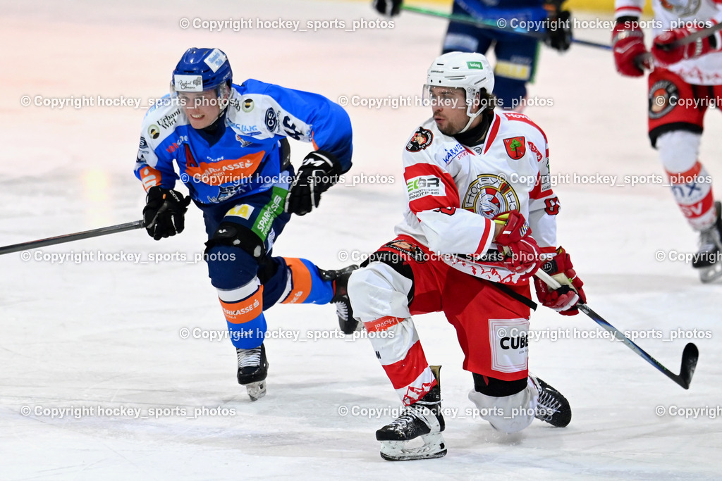 ESC Steindorf vs. ESV Ferlach  | #46 Maurer Julian ESC Steindorf, #81 Potocnik Kristof ESV Ferlach, ESC Steindorf vs. ESV Ferlach , ESC Steindorf vs. ESV Ferlach  am 15.02.2026 in Steindorf (Ossiachersee Halle), Austria, (Photo by Bernd Stefan)
