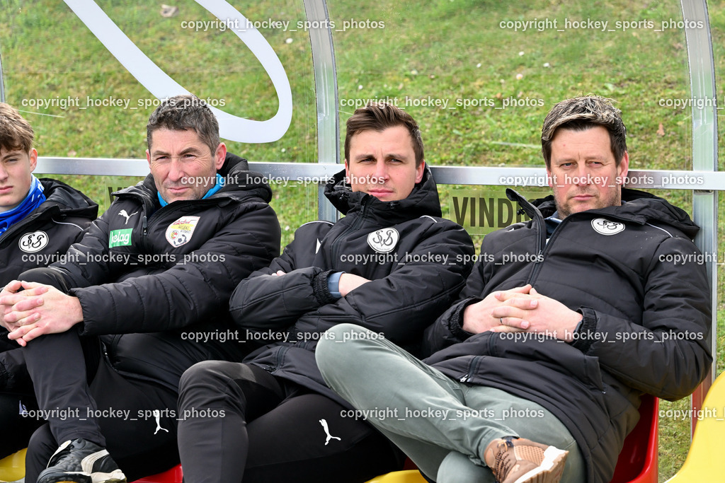 SV Spittal 1921 vs. ATUS Ferlach 24.3.2024 | Tormancoach SV Spittal Michael Lucic, Assistentcoach SV Spittal Mario Mihajlovic, Headcoach SV Spittal Philipp Dabringer, SV Spittal 1921 vs. ATUS Ferlach 24.3.2024, SV Spittal 1921 vs. ATUS Ferlach am 24.03.2024 in Spittal an der Drau (Goldeck Stadion), Austria, (Photo by Bernd Stefan)