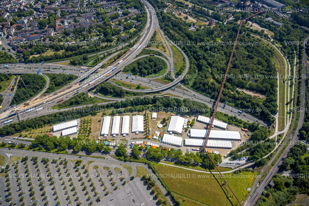 Duisburg220702353 | Luftbild, Zeltdorf, Hamborner Straße, ehemaliges Gelände Delta Musikpark, Autobahndreieck Duisburg-Nord, Beeck, Duisburg, Ruhrgebiet, Nordrhein-Westfalen, Deutschland