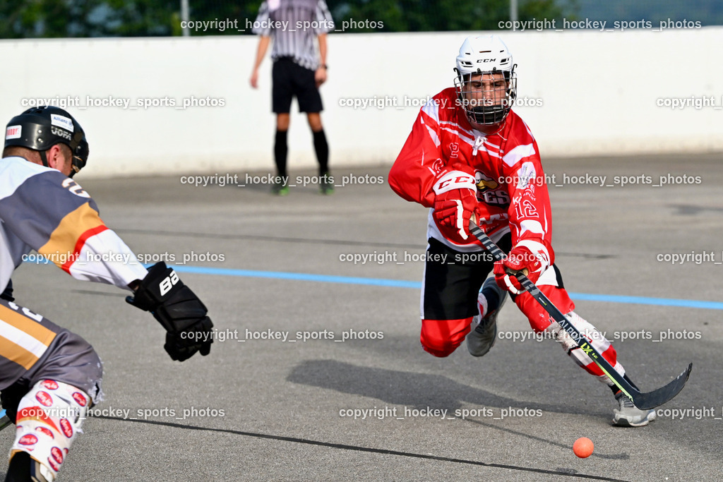 VAS Ballhockey vs. HSC Eagles Poggersdorf | #12 Lamereiner Leon, VAS Ballhockey vs. HSC Eagles Poggersdorf, VAS Ballhockey vs. HSC Eagles Poggersdorf am 14.07.2024 in Villach (Alpen Arena ), Austria, (Photo by Bernd Stefan)