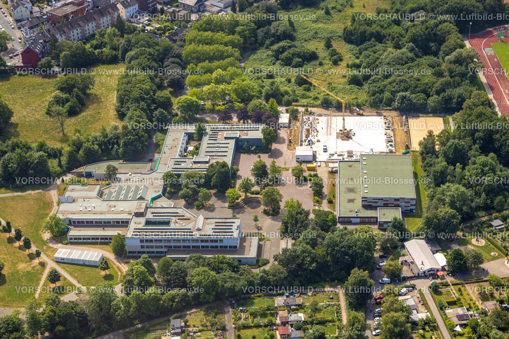 Dortmund220705217 | Luftbild, Goethe-Gymnasium Dortmund und Konrad-von-der-Mark-Schule, Baustelle mit Neubau der Sporthalle, Hörde, Dortmund, Ruhrgebiet, Nordrhein-Westfalen, Deutschland