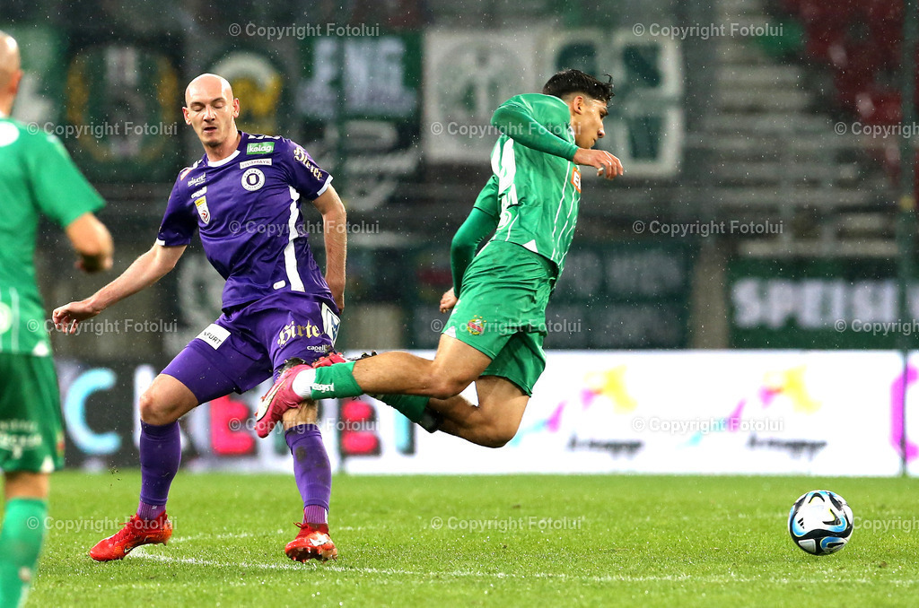 A_LUI_10032024_11 | SPORT,FUSSBALL, ADMIRAL BUNDESLIGA AUSTRIA KLAGENFURT-SK RAPID WIEN 10.03.2024 IM BILD: NICOLAS WIMMER (KLAGENFURT) UND FURKAN DURSUN (RAPID WIEN) FOTO:FOTOLUI/MW