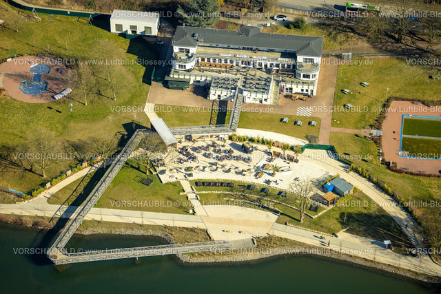 Hagen250302236 | Luftbild, Strandhaus Salitos Beach Hengsteysee Beach Club am Südufer Hengstey, Herdecke, Ruhrgebiet, Nordrhein-Westfalen, Deutschland