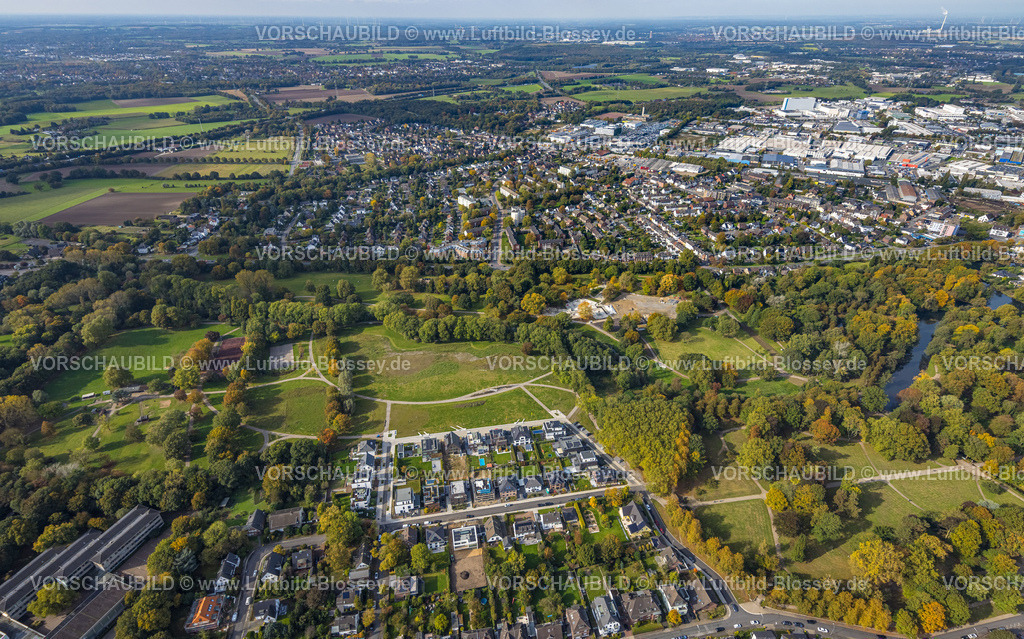 Moers241012687 | Luftbild, Moerser Freizeitpark, Baustelle mit Neubau Wohnsiedlung An den Filder Benden, Wohngebiet Ortsansicht Ortsteil Hülsdonk, Moers, Ruhrgebiet, Nordrhein-Westfalen, Deutschland