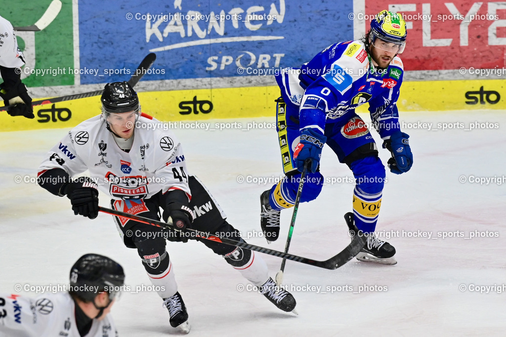EC IDM Wärmepumpen VSV vs. Pioneers Vorarlberg | #44 Julius Reini Pioneers Vorarlberg, #8 Maximilian Rebernig EC VSV, EC IDM Wärmepumpen VSV vs. Pioneers Vorarlberg, EC IDM Wärmepumpen VSV vs. Pioneers Vorarlberg am 22.02.2026 in Villach (Stadthalle Villach), Austria, (Photo by Bernd Stefan)