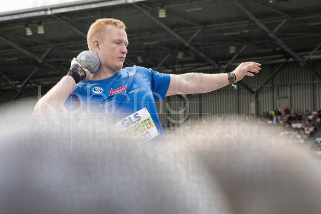Deutsche Leichtathletik-Meisterschaften; Bochum-Wattenscheid, 25.07.2026 | Eric Maihöfer (VfL Sindelfingen), Kugelstossen; Deutsche Leichtathletik-Meisterschaften am 25.07.2026 im Lorheide-Stadion, Bochum-Wattenscheid (Nordrhein-Westfalen).