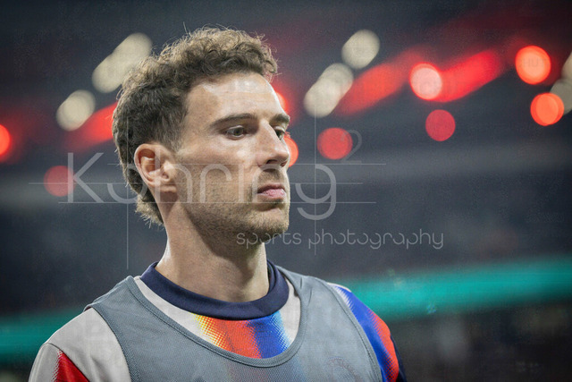 DFB Cup semifinal match Bayer 04 Leverkusen vs. FC Bayern Munich, 22.04.2026 | LEVERKUSEN, GERMANY - APRIL 22, 2026: Leon Goretzka (FC Bayern Muenchen, 8) during the German DFB Cup semifinal match between Bayer 04 Leverkusen vs. FC Bayern Munich at BayArena on April 22, 2026 in Leverkusen, Germany. DFL REGULATIONS PROHIBIT ANY USE OF PHOTOGRAPHS AS IMAGE SEQUENCES AND/OR QUASI-VIDEO.