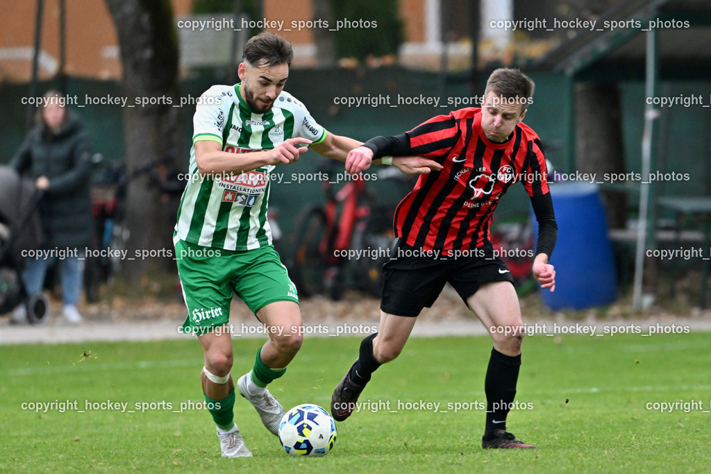 SV Donau vs. FC Nussdorf Debant | #70 Melvin Osmic SV Donau, #4 Tobias Jeller FC Nussdorf Debant, SV Donau vs. FC Nussdorf Debant, SV Donau vs. FC Nussdorf Debant am 08.11.2025 in Klagenfurt (Sportplatz Donau), Austria, (Photo by Bernd Stefan)