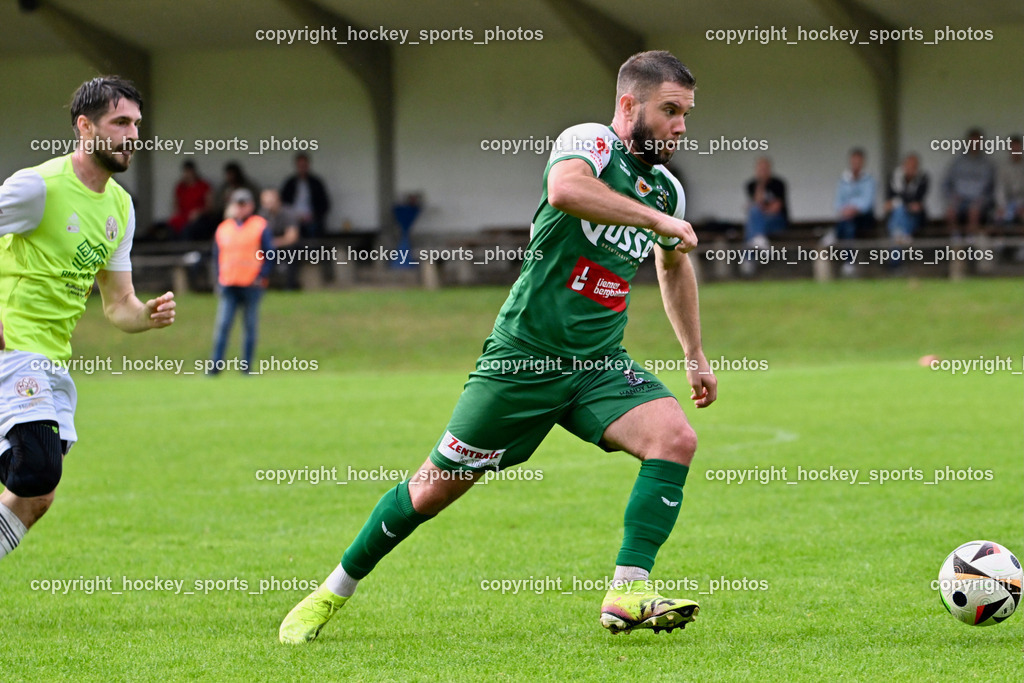 WSG Radenthein vs. SV Rapid Lienz | #18 Uros Palibrk Rapid Lienz, #2 Alexander Rauter WSG Radenthein, WSG Radenthein vs. SV Rapid Lienz, WSG Radenthein vs. SV Rapid Lienz am 30.08.2025 in Radenthein (Sportplatz Radenthein), Austria, (Photo by Bernd Stefan)