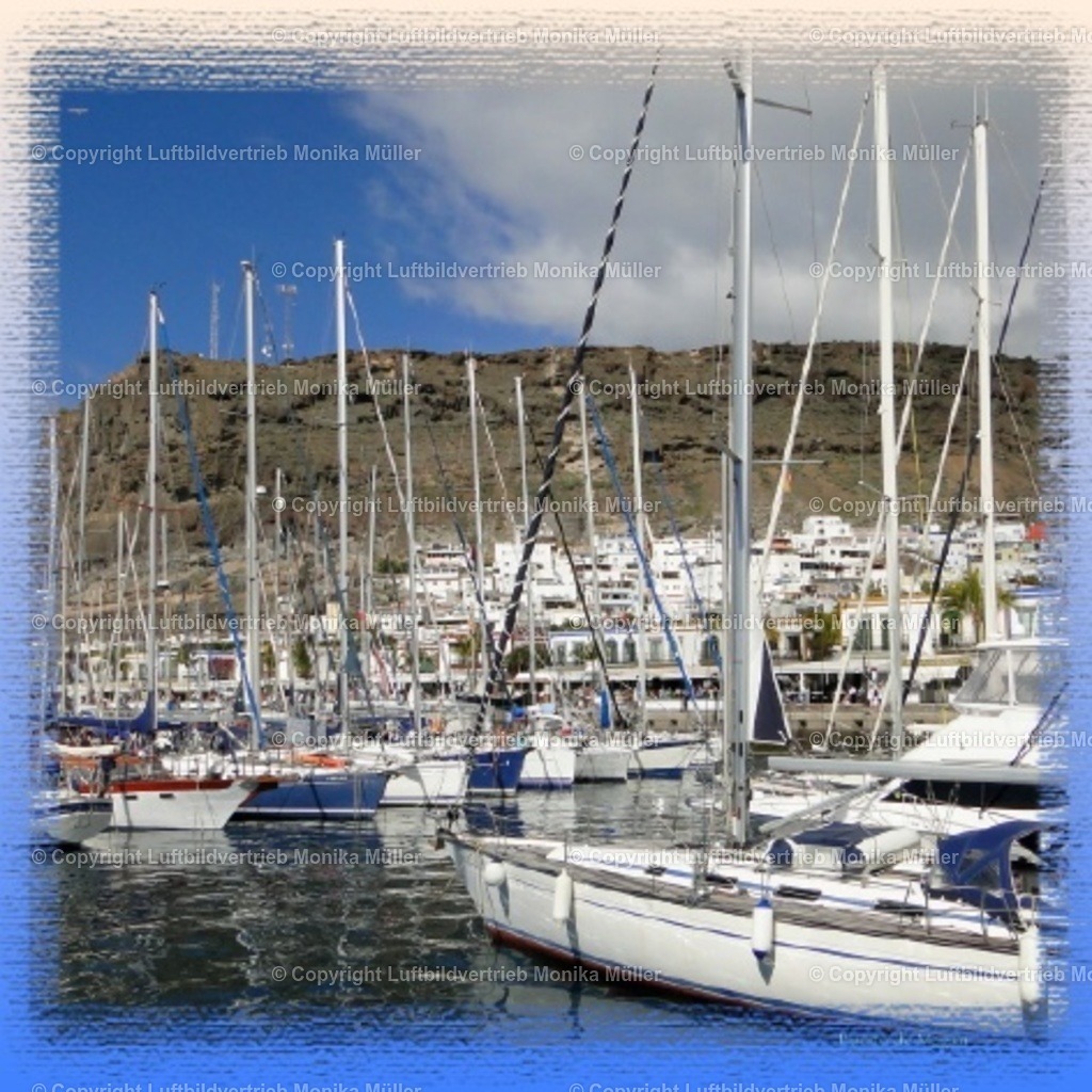 Puerto de Mogan  40 x 40 cm - Farbverlauf beige - blau | luftbildarchiv-mueller - Realisiert mit Pictrs.com
