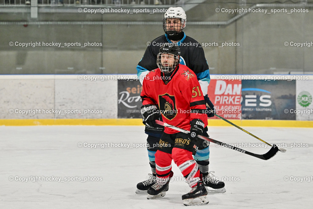Lendhafen Seelöwen vs. Spartans Althofen | #51 Titze Lukas Spartans Althofen, #26 Miskovez Alexej Lendhafen Seelöwen, Lendhafen Seelöwen vs. Spartans Althofen, Lendhafen Seelöwen vs. Spartans Althofen am 14.02.2025 in Ferlach (HTC Eishalle Ferlach), Austria, (Photo by Bernd Stefan)