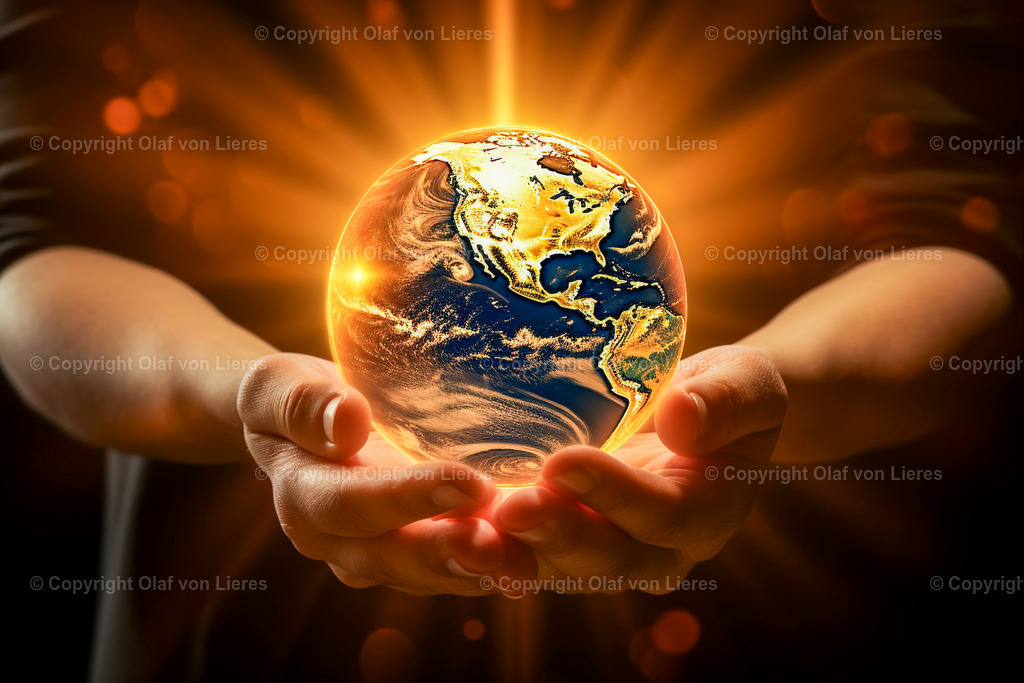 Erdkugel in Händen | behutsam mit der Erde umgehen