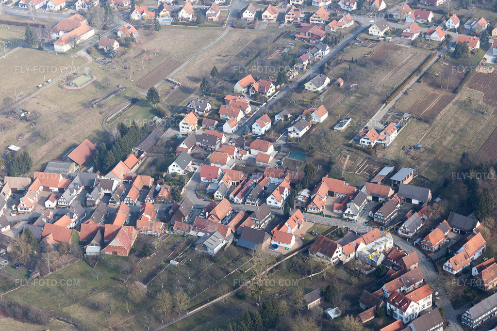 Aerial view: View of the town in Seebach in the state Bas-Rhin, France.Photo: IMG_096909.jpg taken on 02/19/2017 by Werner Riehm/FLY-FOTO.comResolution of the original: 5472 x 3648 px